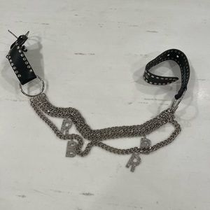 Crystal Chain Leather Belt